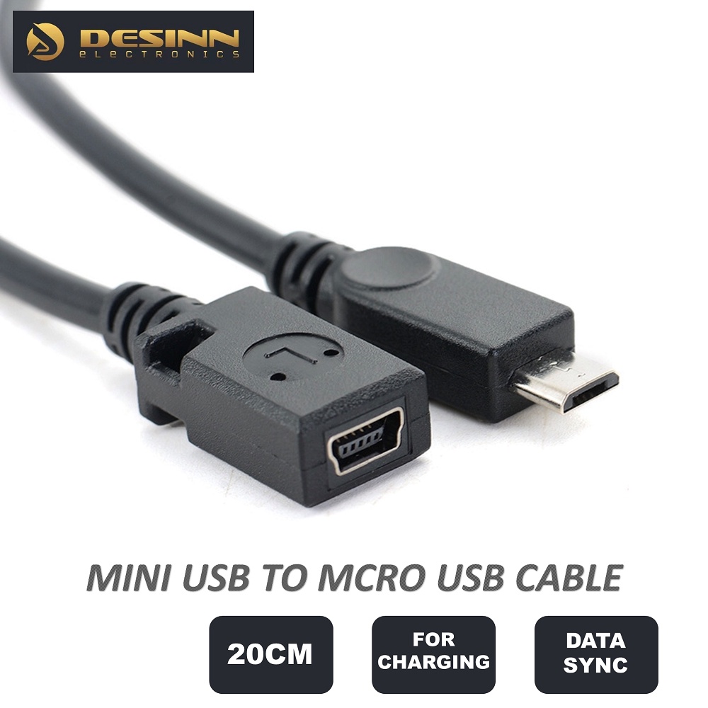 USB 5P Micro B Male to 5P Mini USB Female Extension Cable Adapter for