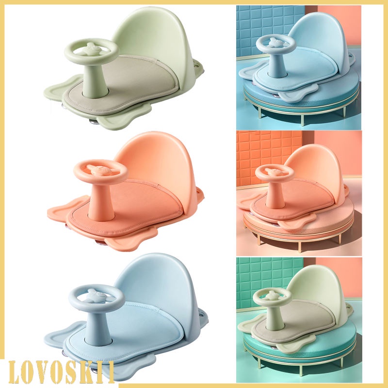 [lovoskibcMY] Baby Bath Chair Situp Bathing Backrest PU Leather Seat