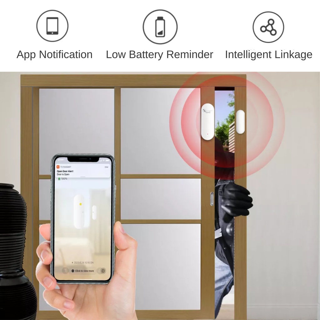 TUYA SMART WORLD WIFI Door Sensor Wireless Magnetic Window Open Entry ...