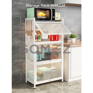 Simple Carbon Steel Kitchen Cabinets Floor Rack with Flip Door