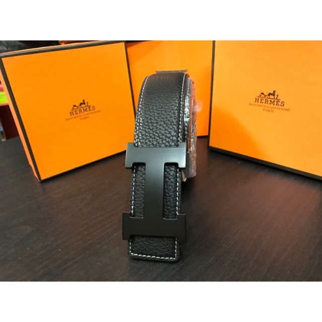 Hermes black leather belt sale