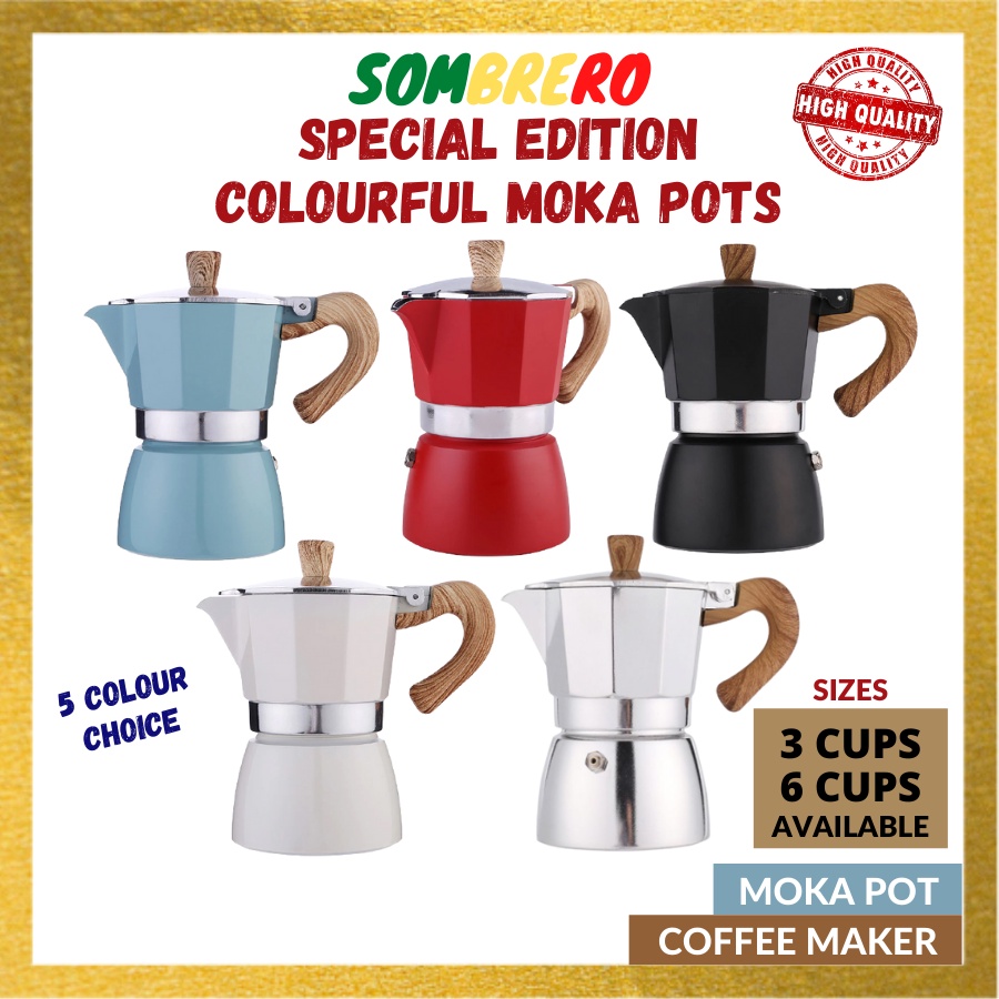 Colourful Moka Pot Italian Coffee Maker Aluminium Stove Top Espresso ...