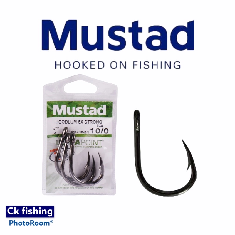 Mustad Hook Hoodlum 5X Strong 10814NPBN Size 8/0 & 10/0 / Mata Kail Pancing  / Big Game Fishing / Heavy Duty / Bottom