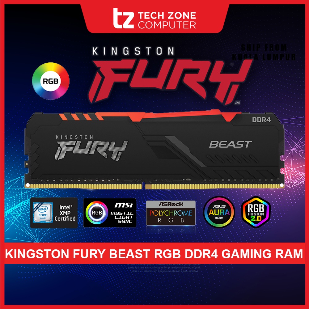 Kingston Fury Beast RGB DDR4 2666/3200/3600 Mhz (8GB/16GB/32GB/64GB ...