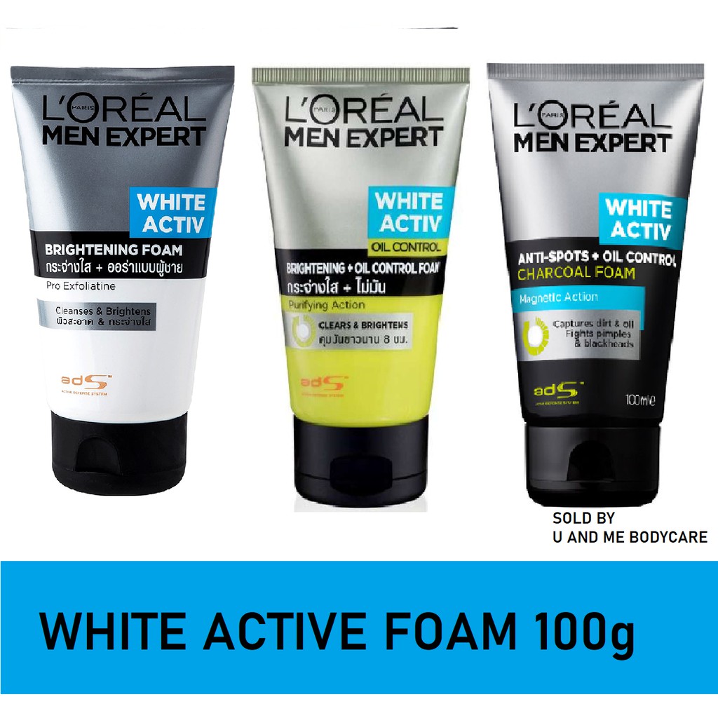 Loreal Men Expert White Active Brightening Oil Controlcharcoal Bright Foam 100g Shopee Malaysia 4988