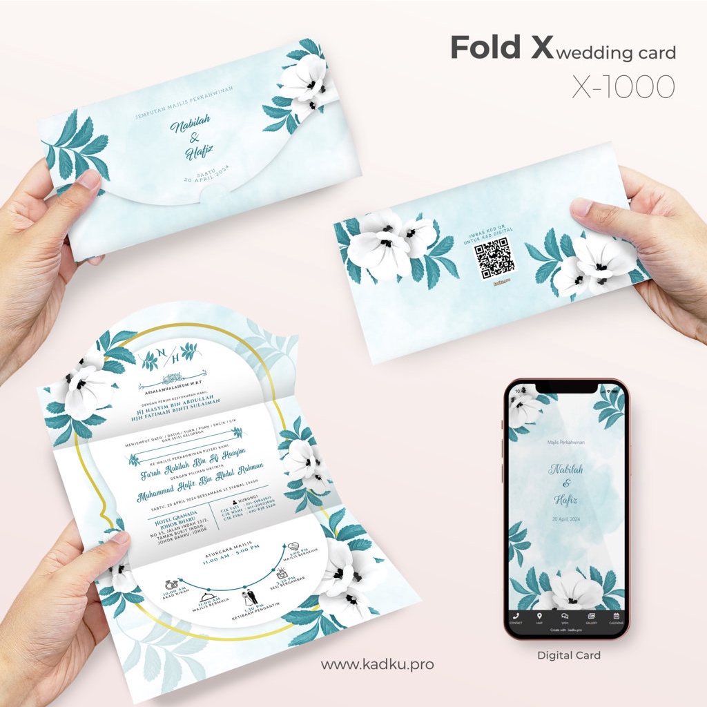 Kad Kahwin (Fold X) | Wedding Card + Digital Card New Design | Shopee ...