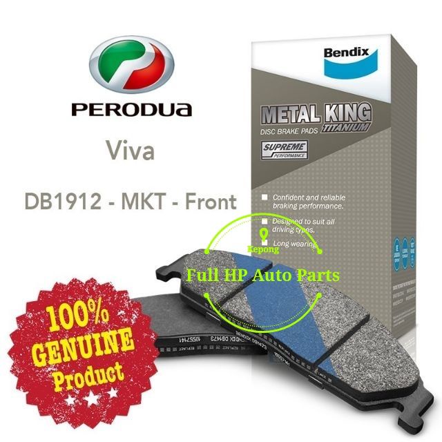 Original Bendix DB1912MKT Front Brake Pad Perodua Viva Mitsubishi