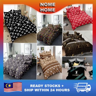 NEW HOTEL Cadar Kain Sejuk Lembut Branded Luxury Premium LV Channel Gucci  Single Queen Bedding Bedsheet With Pillow Cover