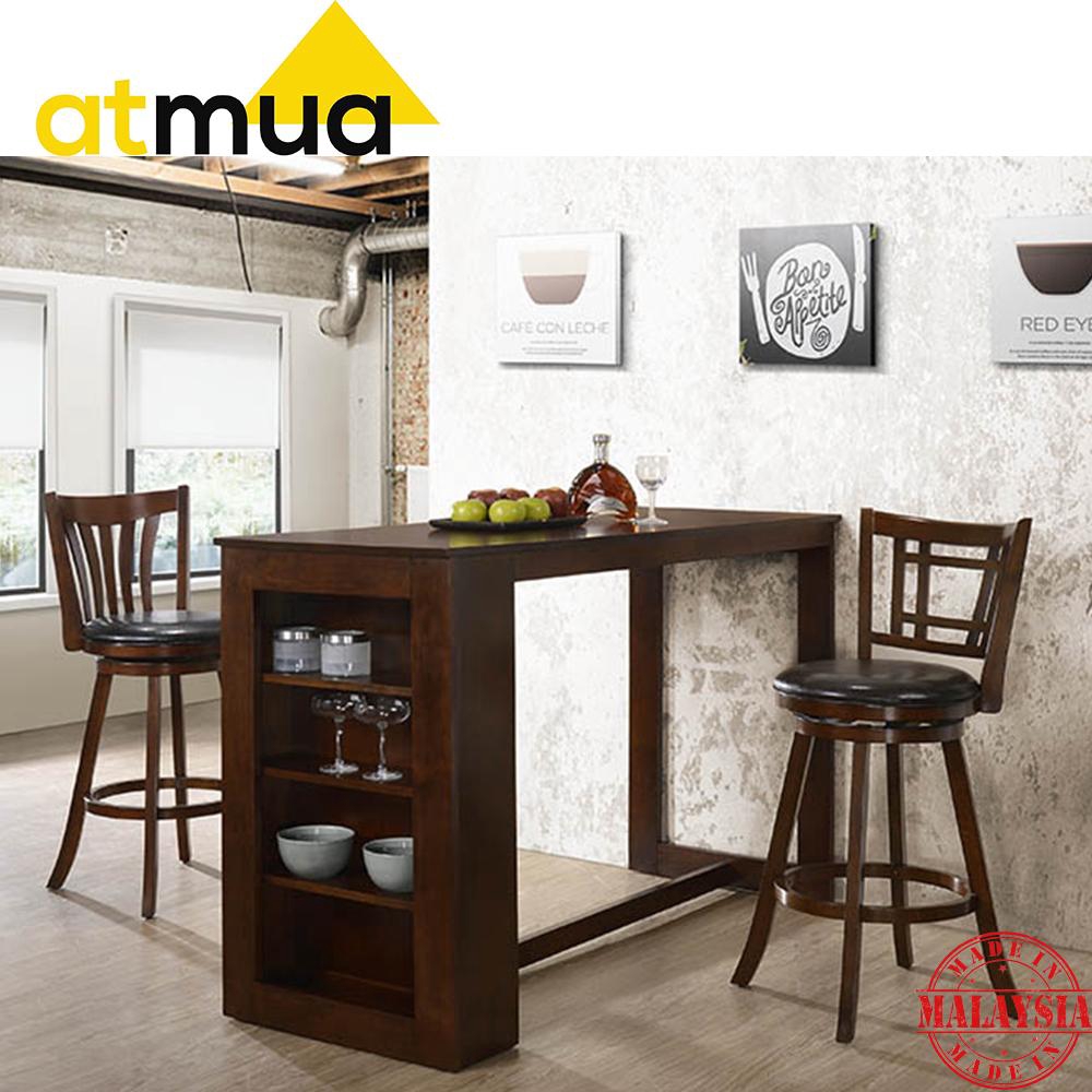 Atmua Furniture Atlas Bar Table (Table Only) [Full Solid Rubber Wood ...