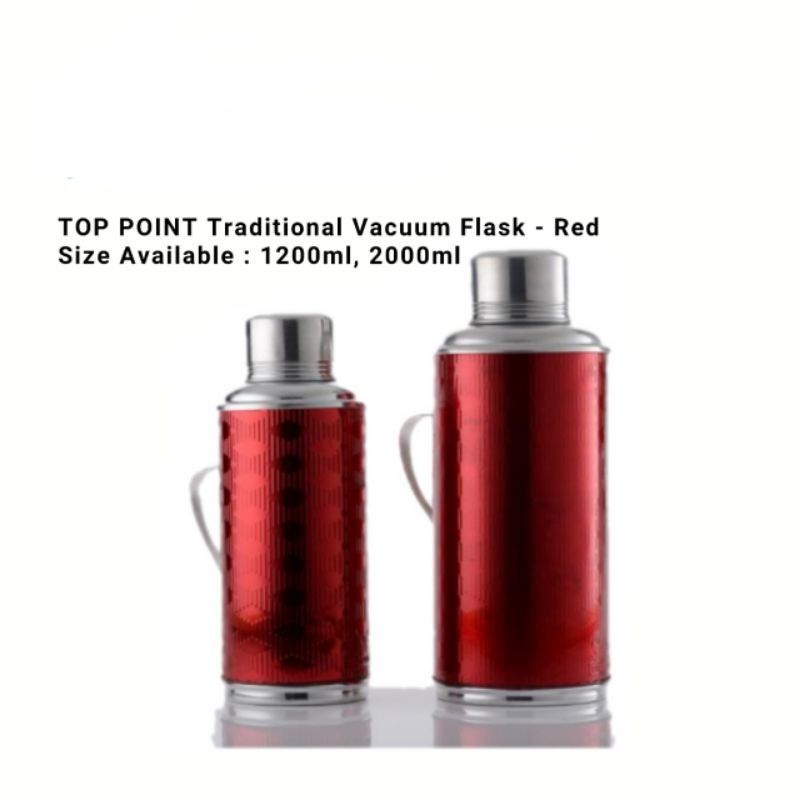 Traditional Glass Vacuum Flask Red 1.2L / 2L / Thermos Merah / Pelas