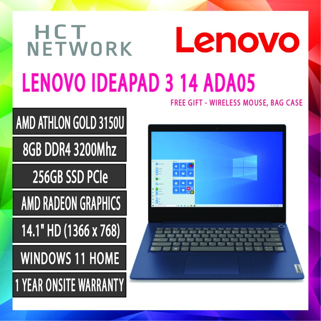 [ NEW MODEL ] Lenovo IdeaPad 3 14ADA05 Laptop Lenovo (Athlon 3150U, 8GB ...
