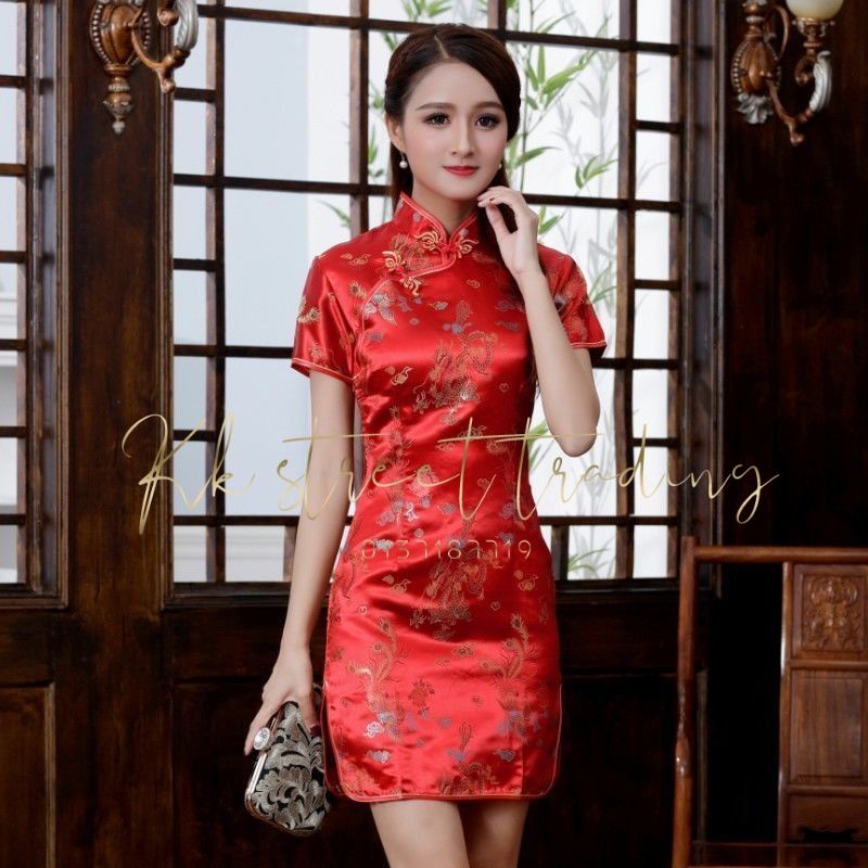 Ready stock in malaysia *cheongsam for lady red colours*旗袍 | Shopee ...