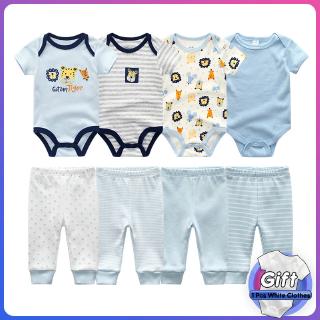 9PCS newborn baby even clothes 4PCS short sleeve baby romper + 4PCS pants  100% cotton soft boy and girl set 0-12M