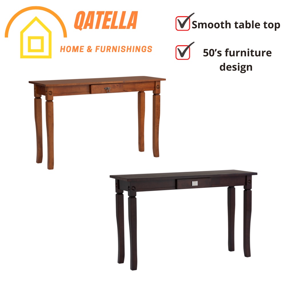 Qatella KERMIT 4 feet solid wood console table with 1 drawer study desk ...