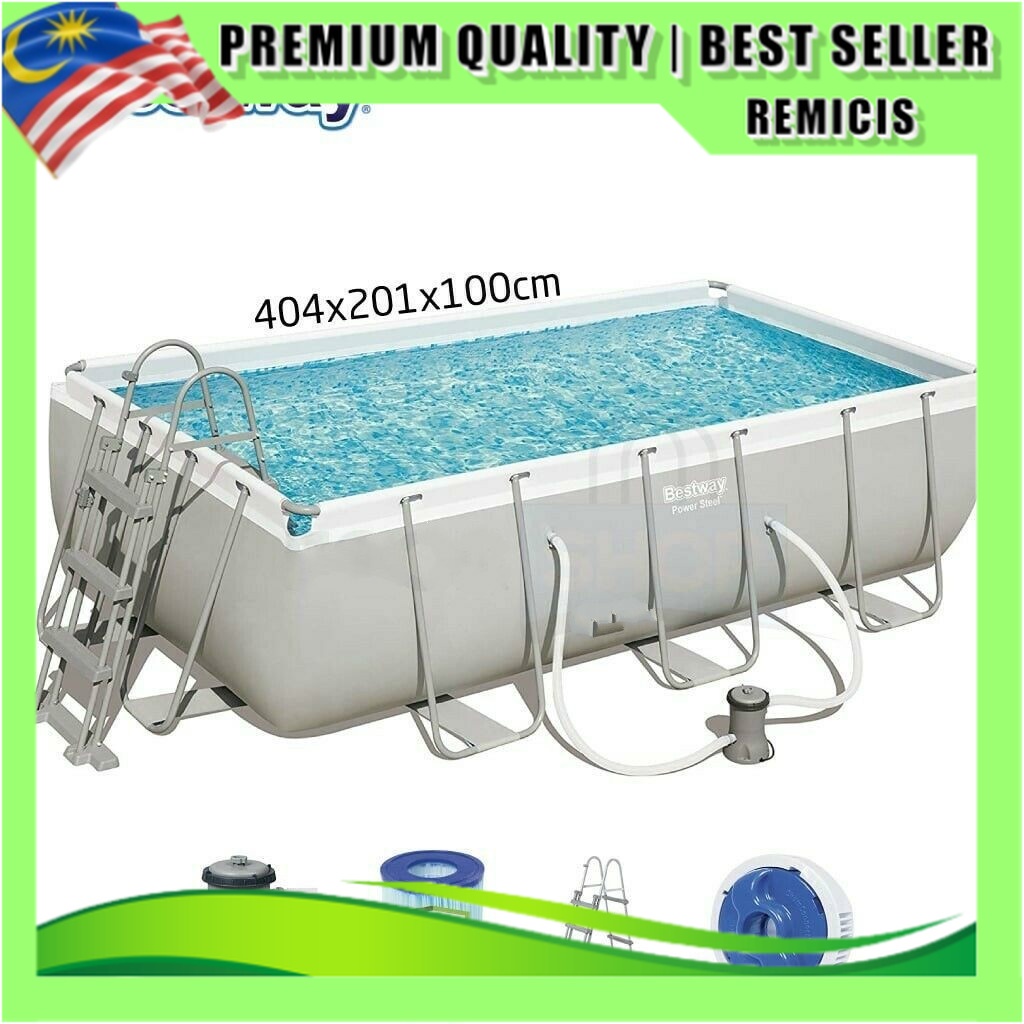 BESTWAY Rectangular StandUp Family Swimming Pool Set with Pipe Frame l