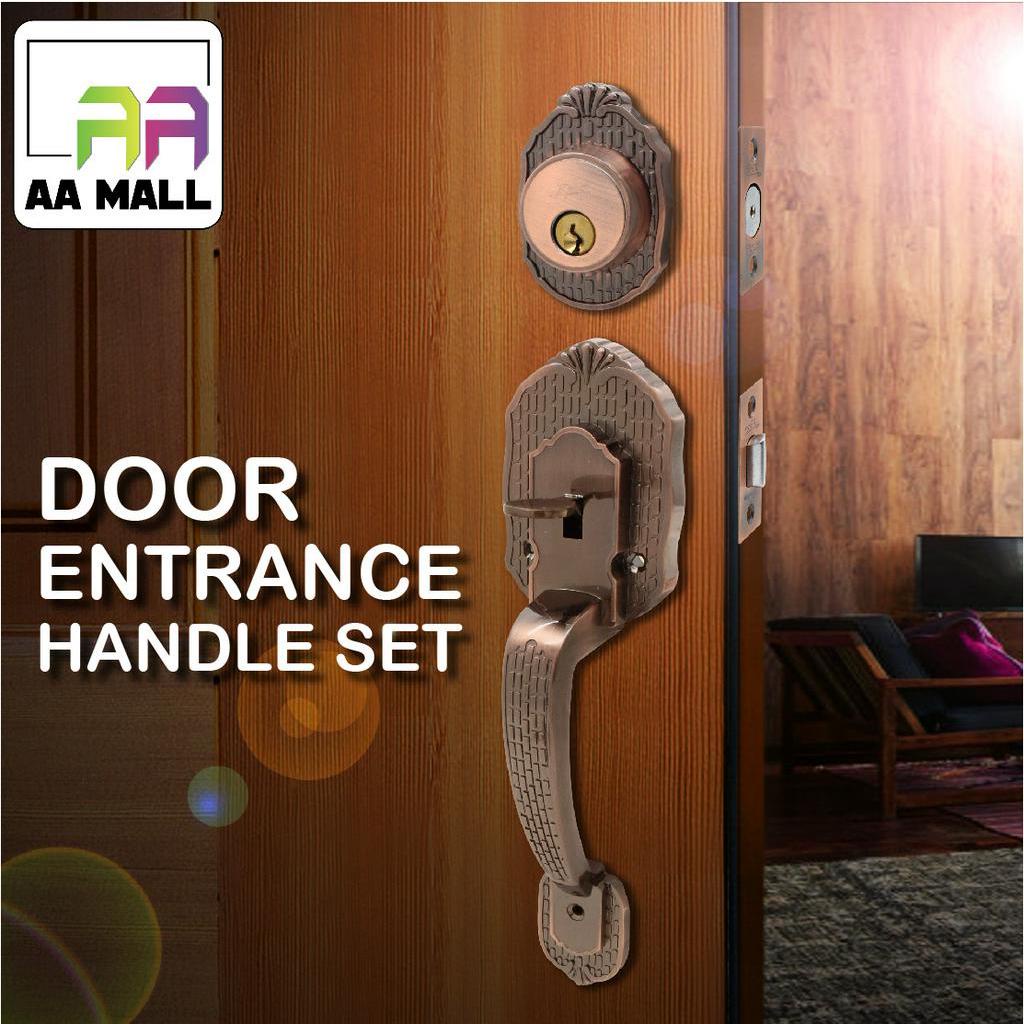 DOOR ENTRANCE HANDLE LOCK SET ANTIQUE COPPER TC1188AC/ BLACK SET A380 ...