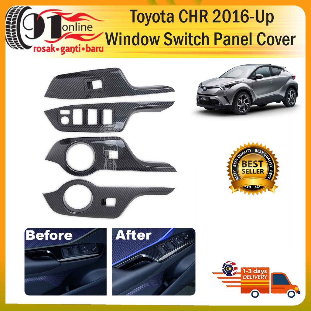Toyota CHR 2016-up Window Switch Panel Cover Trim (Carbon) | Shopee ...