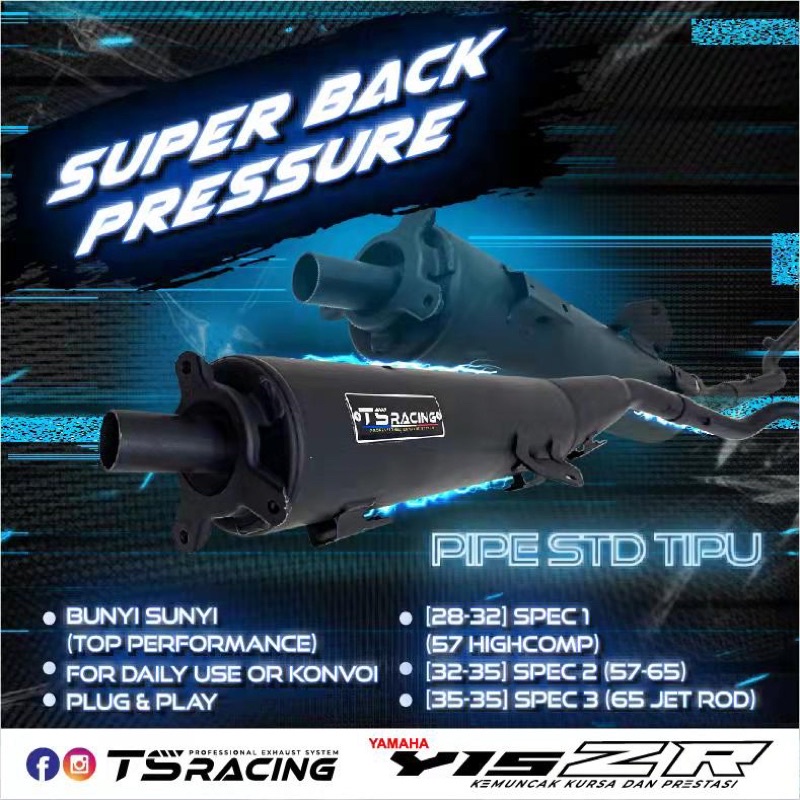 TS RACING EXHAUST Y15 V1-V2 STANDARD CUTTING EXHAUST SUPER BACK ...