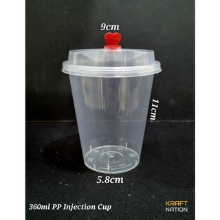 50set] 360/500/700ml Premium PP5 Injection Cup Clear Plastic Cup Milk  Tea/Cold Drink Cup with Love Lid (±12/16/23oz)