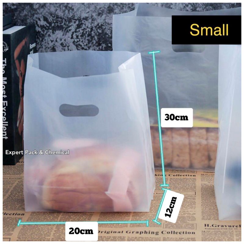 (50pcs) Plastic Handle Bag/ Plastic Punch Hole Bag/ Cake Box Packaging ...