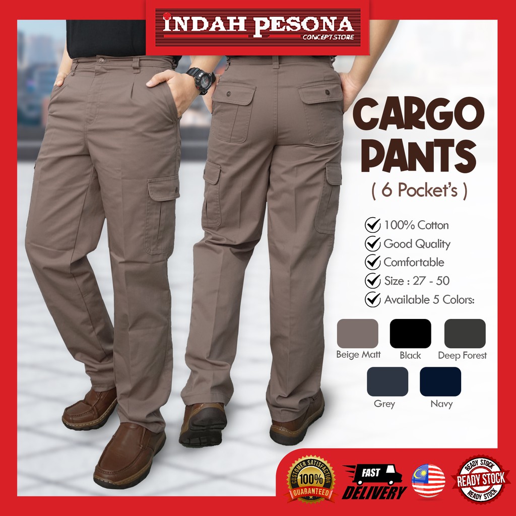 CARGO PANTS SELUAR KERJA TEPI POCKET SIZE 27-36 / SELUAR KARGO ...