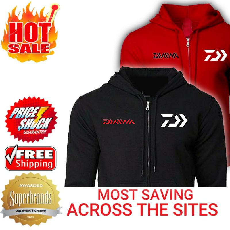 🔥Super Premium! Daiwa Fishing Brand Mens Long Sleeve Black Red