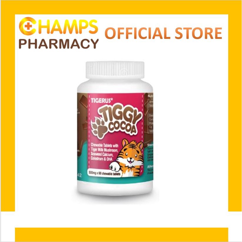 TIGERUS Tiggy Cocoa Chewable 500mg x 60s DHA Colostrum (EXP: 10/24 ...