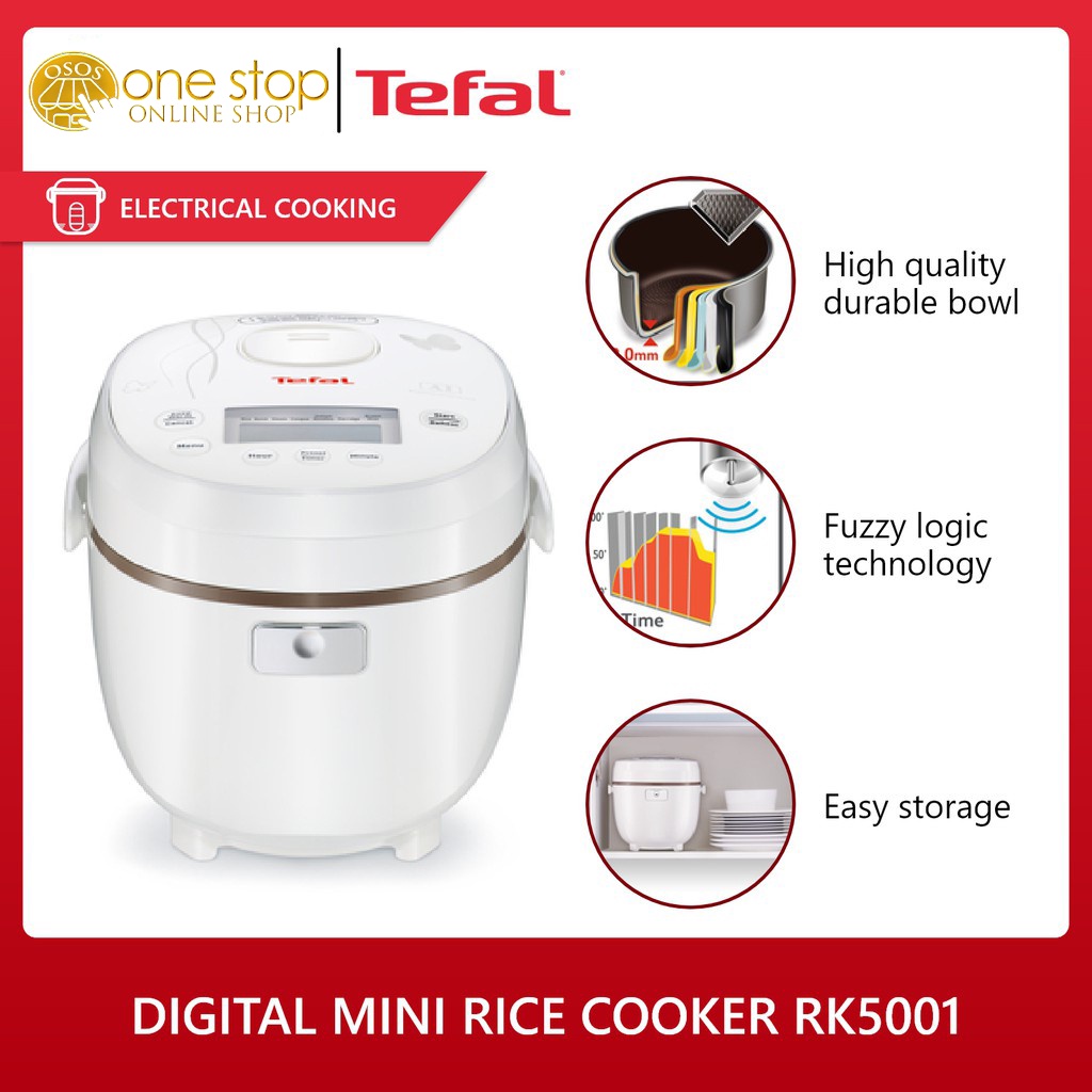TEFAL 4 cups Digital Mini Rice Cooker 0.7Liters 380W RK5001 •OSOS
