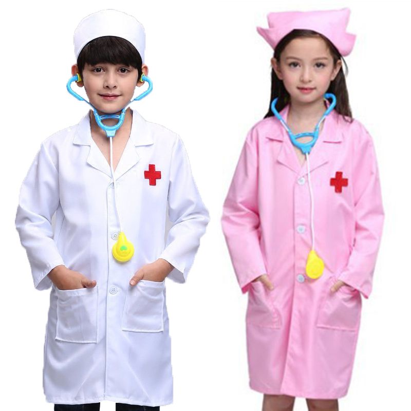 Fancy Coat Doctor Dress Up Costume Kids Boys Girls Nurse Paramedic