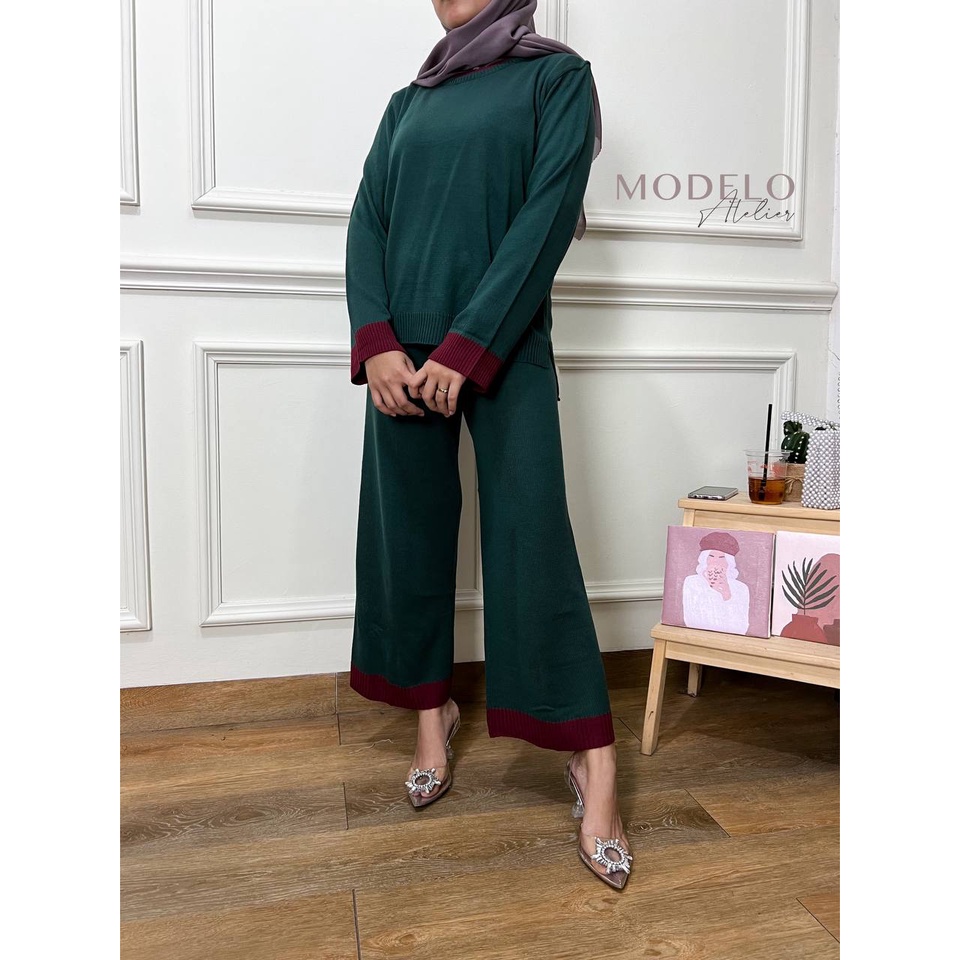 (WAREHOUSE Clearing) Nehla Knit Set | Pleats Set / Plisket Suit ...