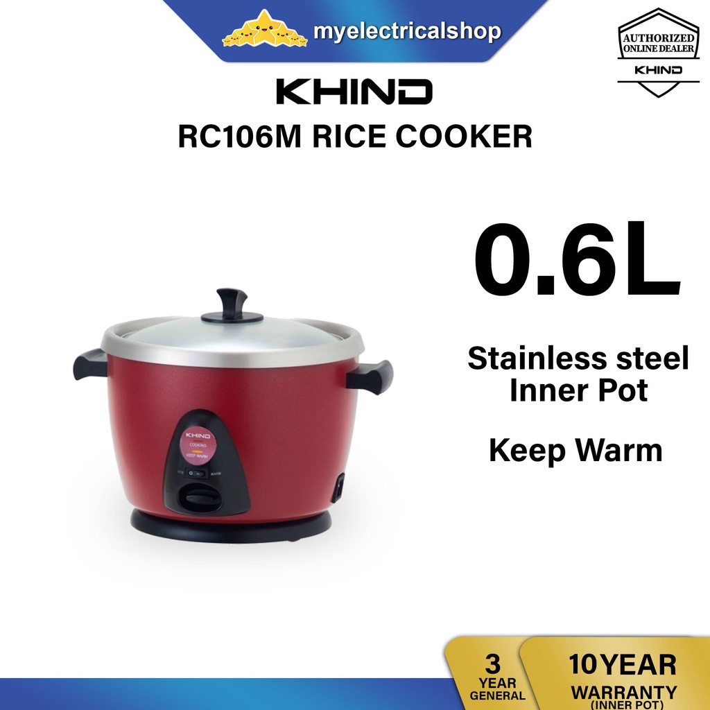 Khind AnShin Rice Cooker ( 0.6L ) RC106 / RC106M Stainless Steel Pot ...