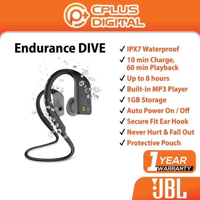 JBL ENDURANCE DIVE Waterproof Bluetooth In Ear Sport Headphones with MP3 Player with Built in Microphone