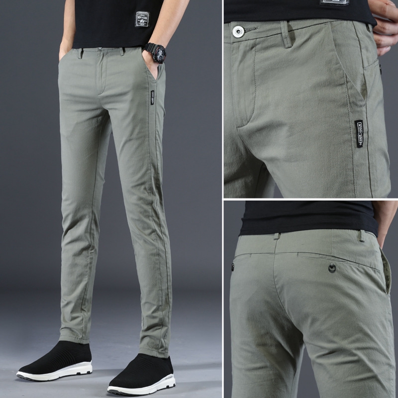 Men's Korean Pants Slim Fit Casual Pant Long Seluar Chinos Trousers ...