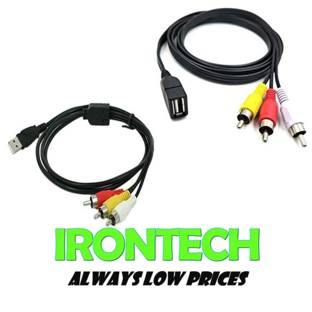 1.5m USB A to 3 RCA Aux Audio Video Cable Adapter AV Converter PC TV ...