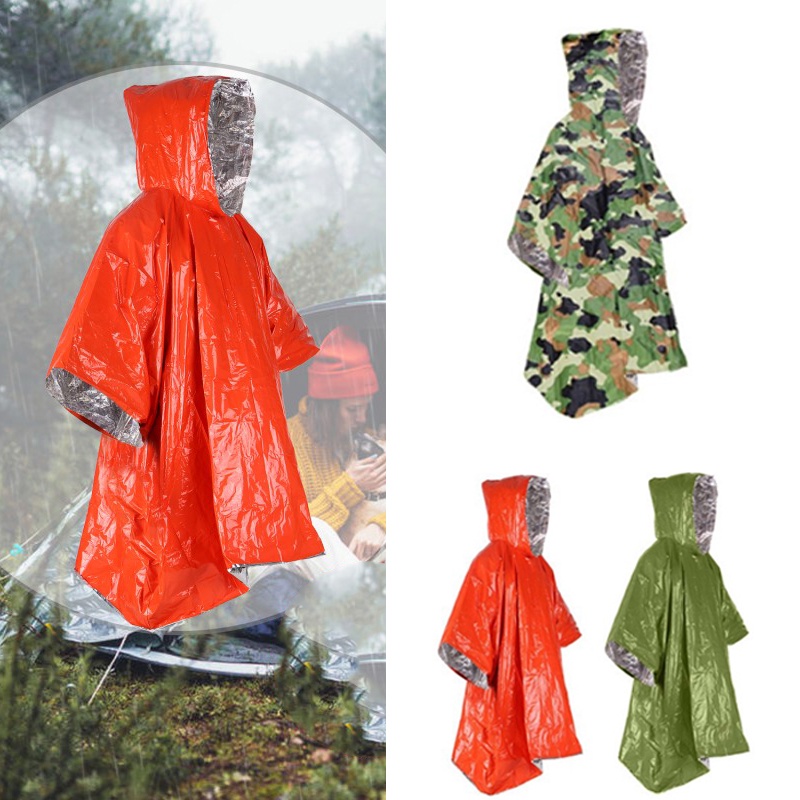 Aluminum Reflective First Aid Poncho Outdoor Hiking Cape Raincoats