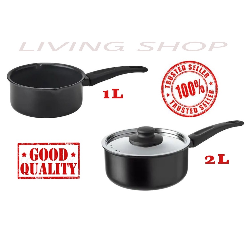 HEMLAGAD Saucepan with lid, black - IKEA