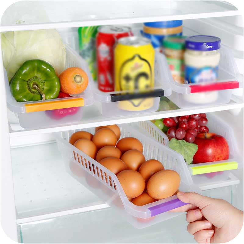 Durable Refrigerator Organizer Trays Bins/Drawer Type Space Saver Slide ...