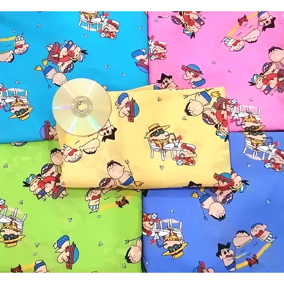 1/2 yards CRAYON SHIN SIN CHAN FAMILY PICNIC Cotton Blend Fabric ...