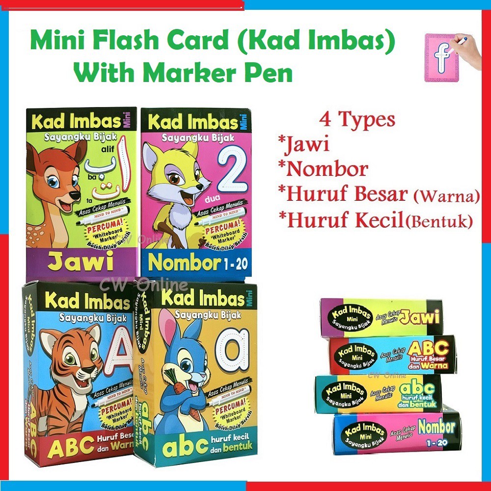 🔥HOT🔥Early Learning Flash Card Writing Kad Imbas Mini Jawi Nombor Huruf