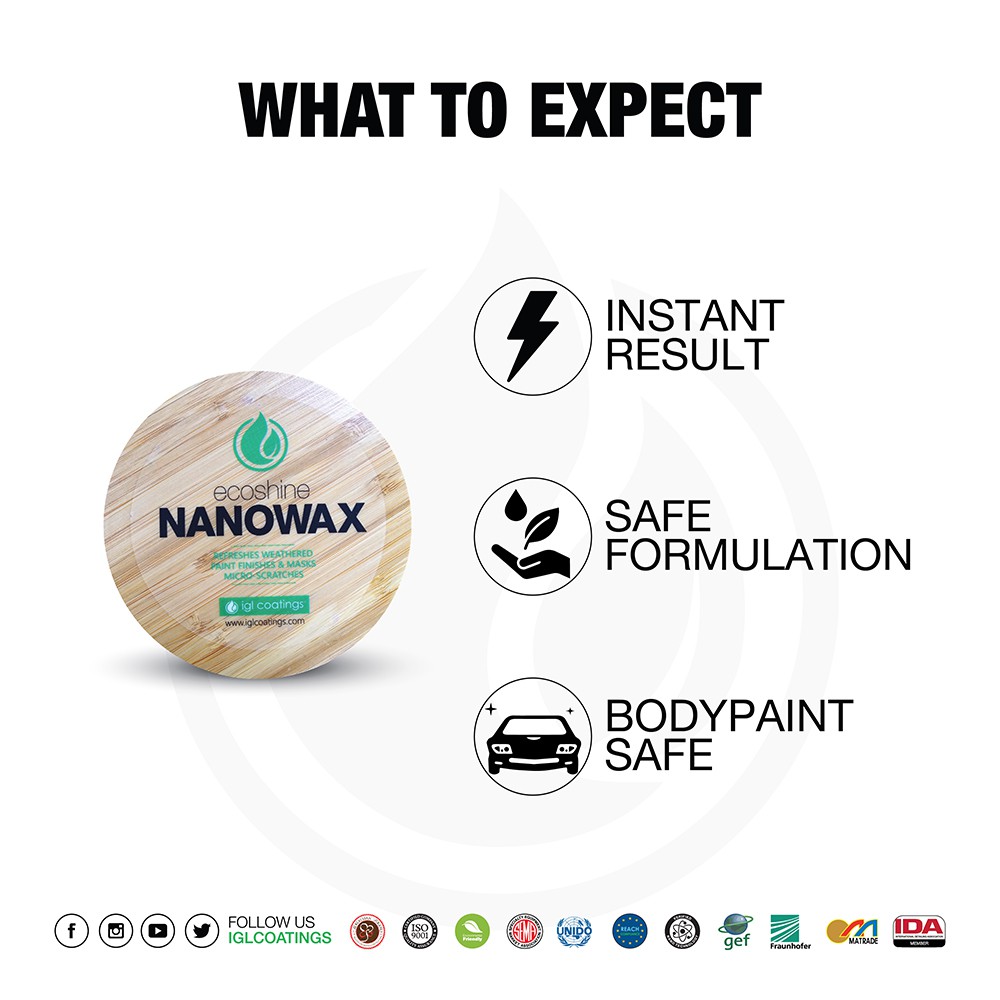 IGL Coatings Ecoshine Nanowax Ultra Car Wax Coating Hydrophobic Water