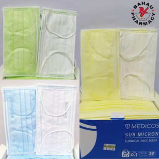 😷 MEDICOS - SUB MICRON SURGICAL FACE MASK • EAR LOOP • 3PLY • TYPE II ...