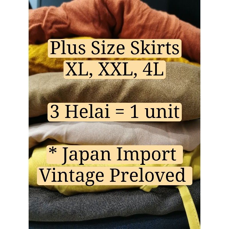 Plus Size Skirts XL, XXL, 4L 3 Helai Mix Paras lutut Midi Panjang Skirt Size Besar Bundle Borong 加大码裙子特大码日本二手衣服中古商品古着现货