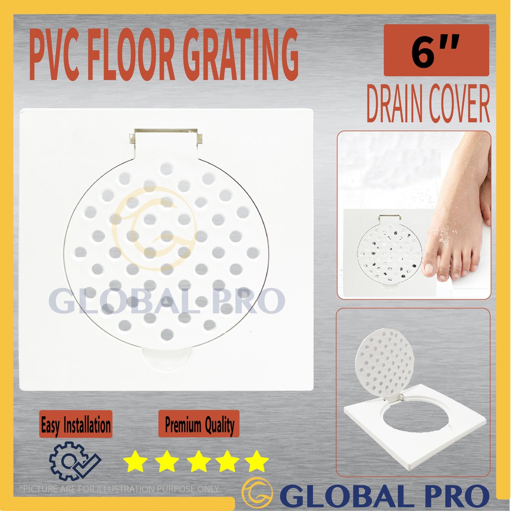 6" Premium PVC Bathroom/Toilet Floor Trap Replacement/Floor Grating