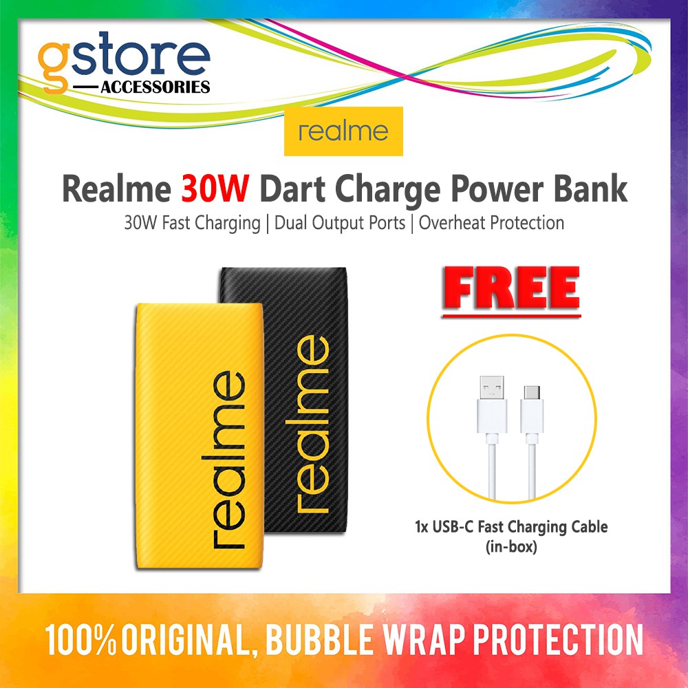 Realme 30W Dart Charge Power Bank 10,000mAh (30W Fast Charge, Dual ...