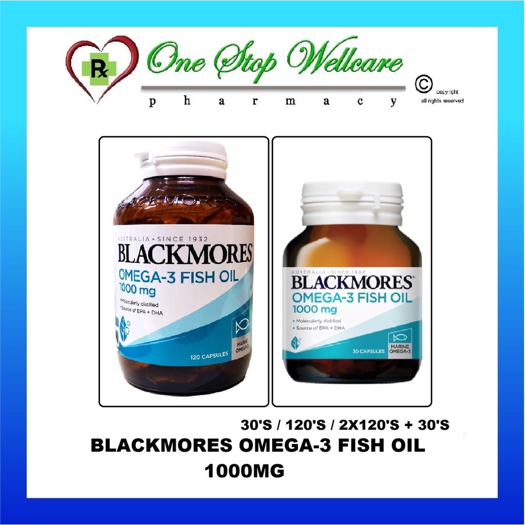 BLACKMORES OMEGA-3 FISH OIL 1000MG 120'S/ 2X120'S+30'S / 30'S /120'S NEW  PACKAGING | Shopee Malaysia