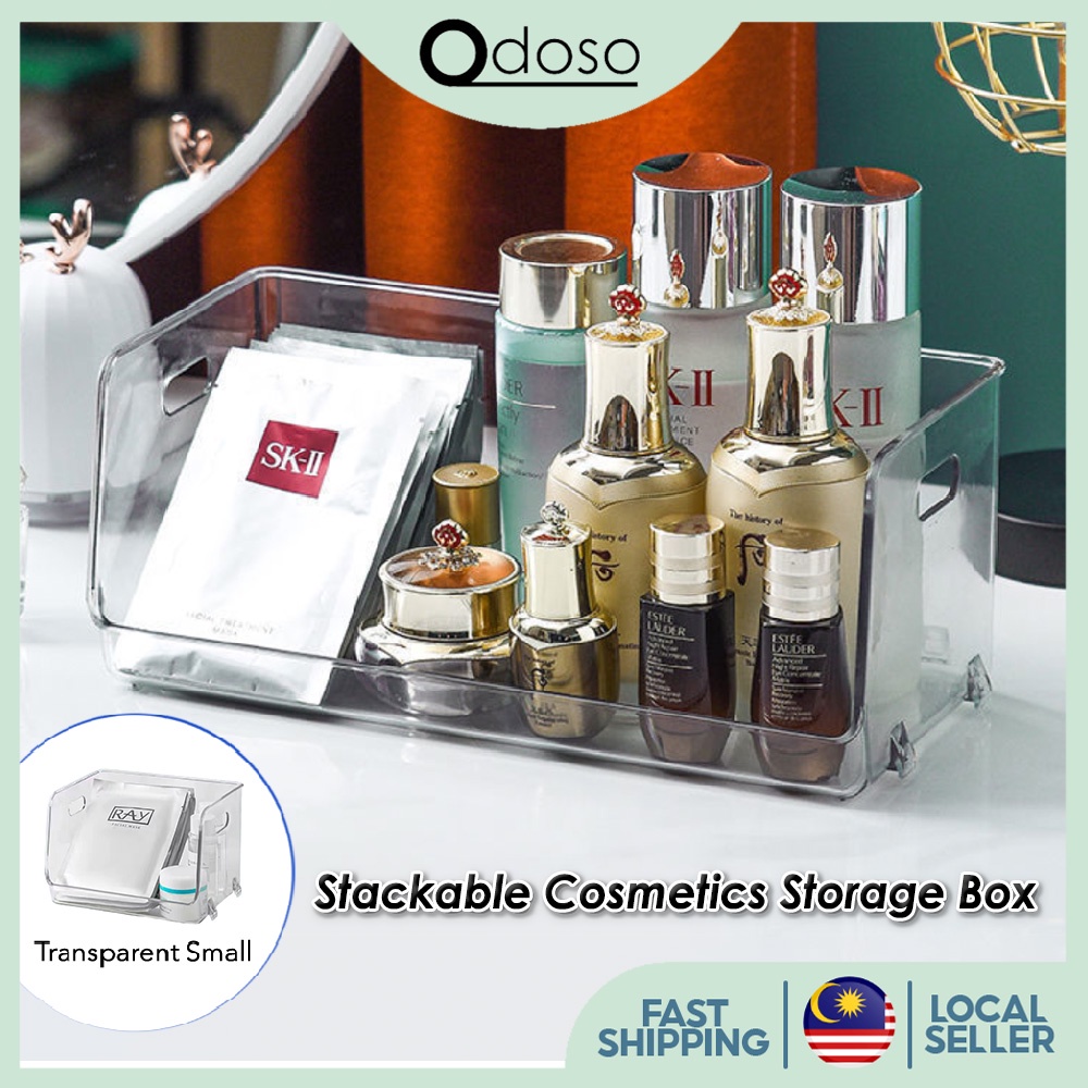 SO026 Transparent Stackable Cosmetics Storage Box Desktop Organizer ...