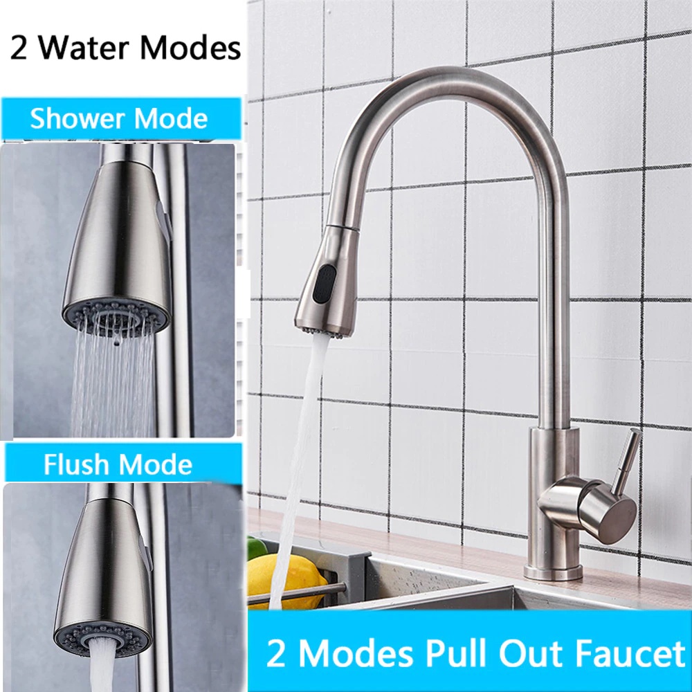 Pull Out Faucet 304 Stainless Steel Sink Faucet Basin Tap Water Tap ...