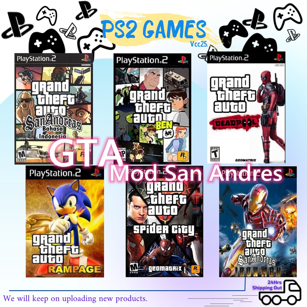 PS2 DISC GTA Spider City/Ironman/Deadpool/Sonic/Ben10 Mod San Andreas Games  [100% BRAND NEW] | Shopee Malaysia