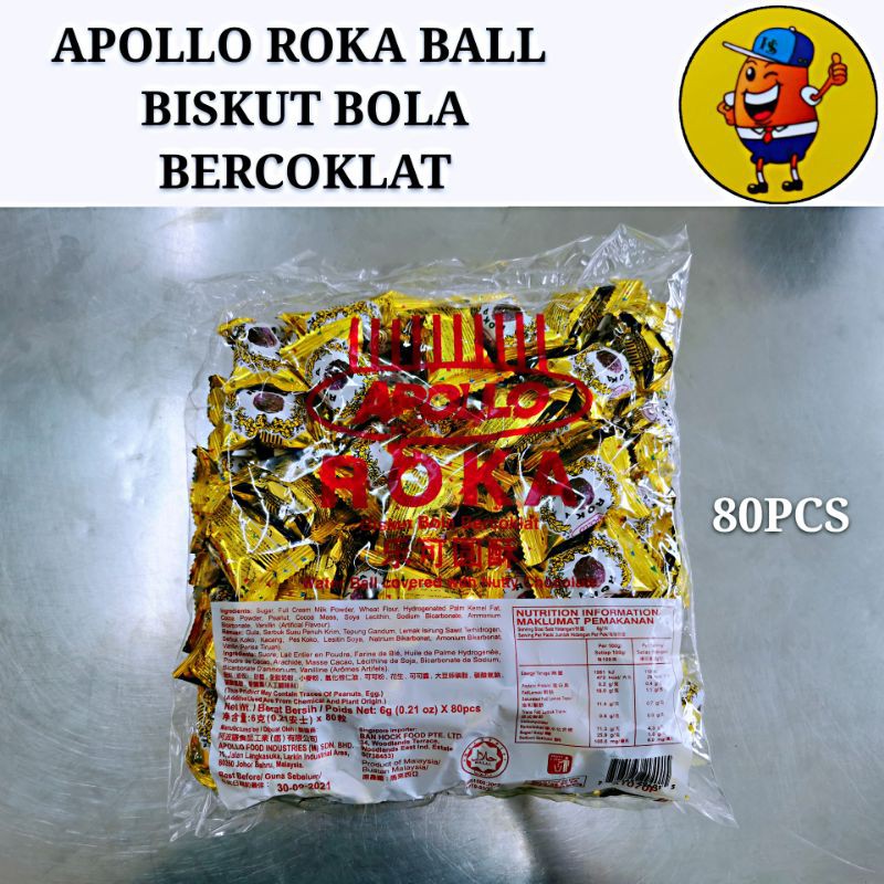 APOLLO ROKA WAFER BALL WITH NUTTY CHOCOLATE BISKUT BOLA BERCOKLAT 80PCS ...