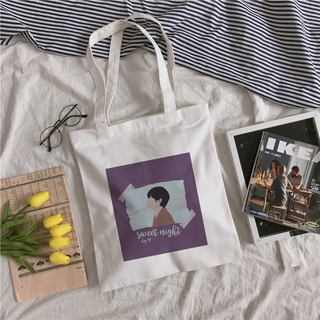 V BTS Tote Bag Aesthetic Tote Bag Taehyung BTS Merch Cotton 